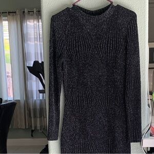 Windsor Black Sparkle Long Sleeve Dress